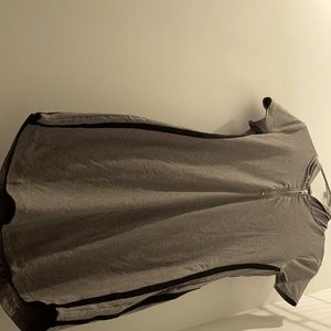 Hooded grey zipper stripped dress